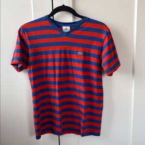 Lacoste striped v neck t-shirt - size 16